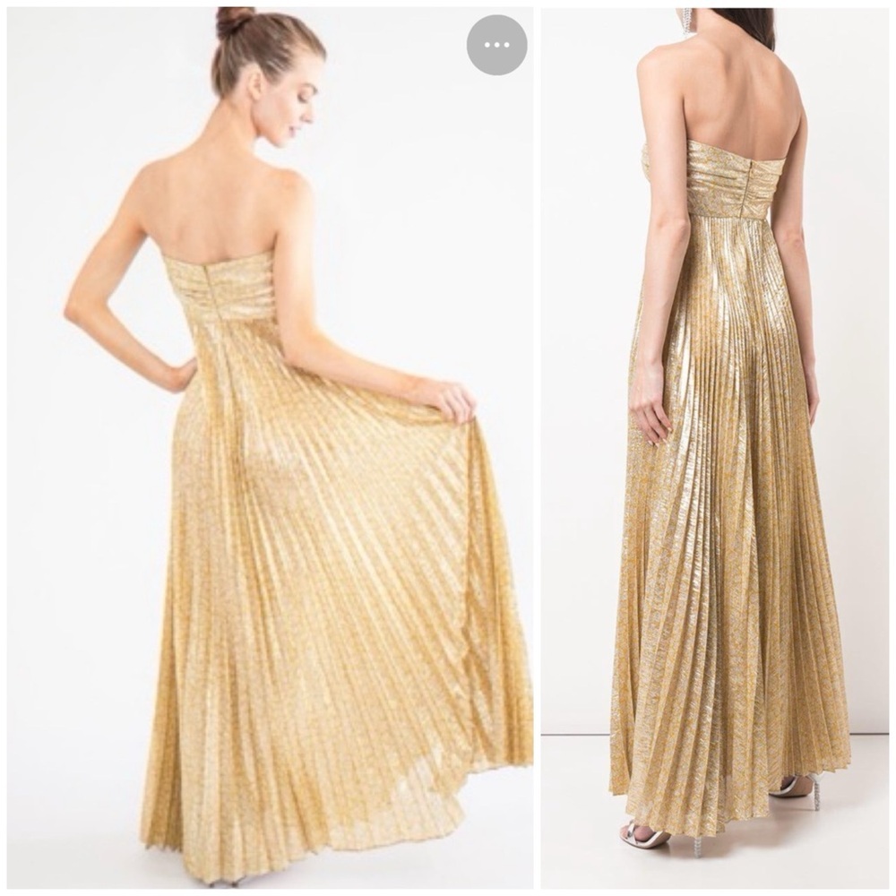 Alexis Joya Pleated Strapless Gown Maxi Dress
Metallic Gold Lame Rare SZ S - Picture 11 of 11